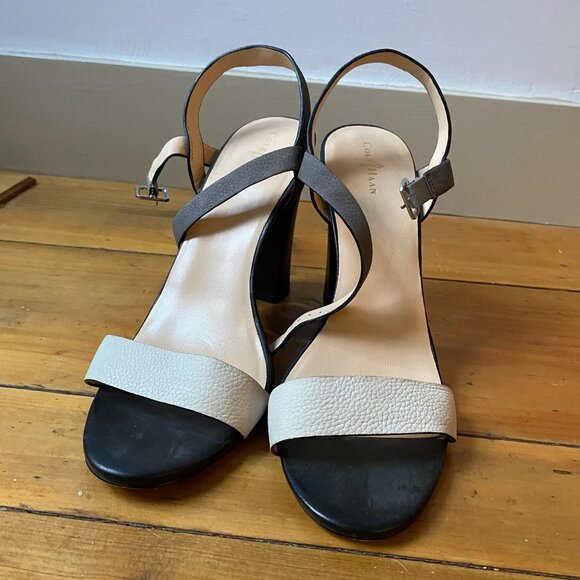 Cole Haan Nike Air White and Gray leather ankle strap heel - Picture 3 of 8